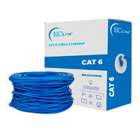 Cable de Red EC LINE Cat 6 UTP 100 Metros - Cobre 100%, Interior, PVC