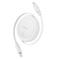 Cable retráctil Baseus USB-C a USB-C 1M - Carga rápida 60W, blanco Imagen principal del producto