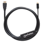 Cable USB-C a HDMI Manhattan 151764 - 2M, 4K@30Hz, Negro