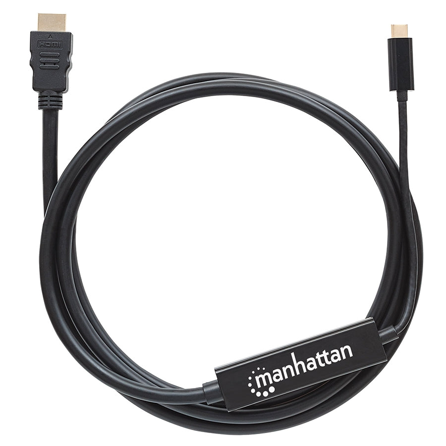 Cable USB-C a HDMI Manhattan 151764 - 2M, 4K@30Hz, Negro