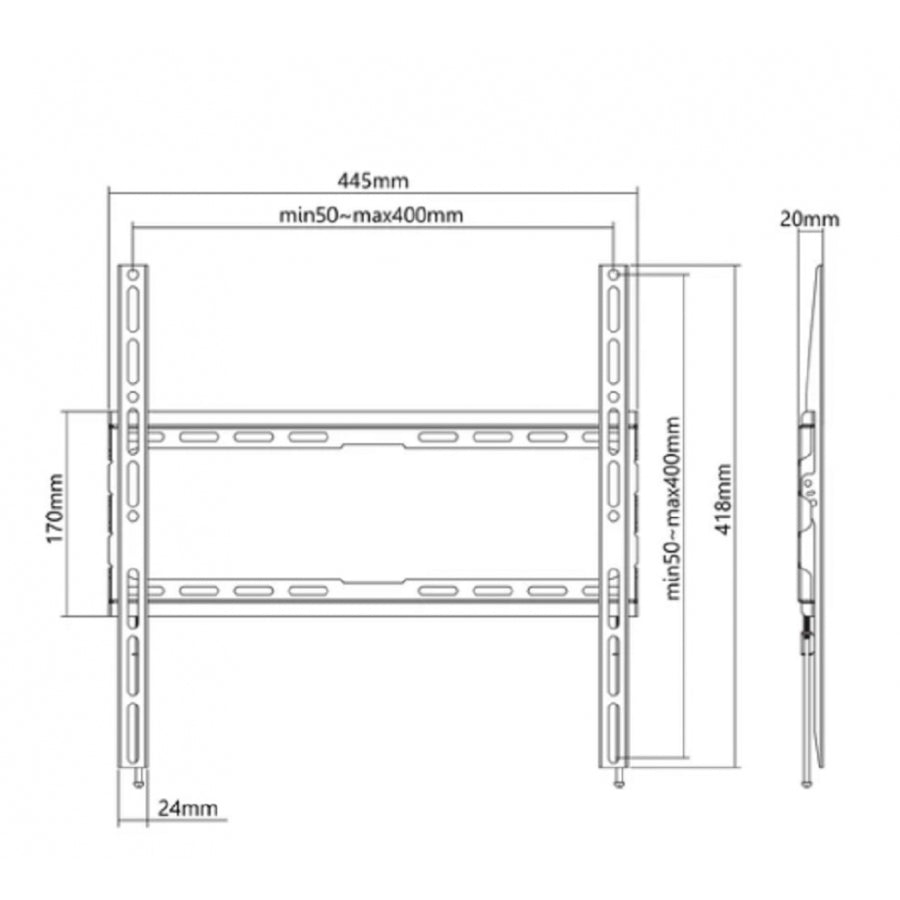 Soporte TV Manhattan 462396 - Fijo para 32 a 70 pulgadas, Capacidad 45kg