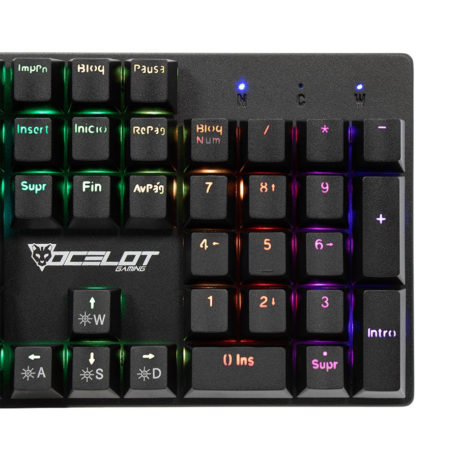 Teclado Mecánico Ocelot Gaming OK-TKL2 - Switch Rojo RGB 88 Teclas