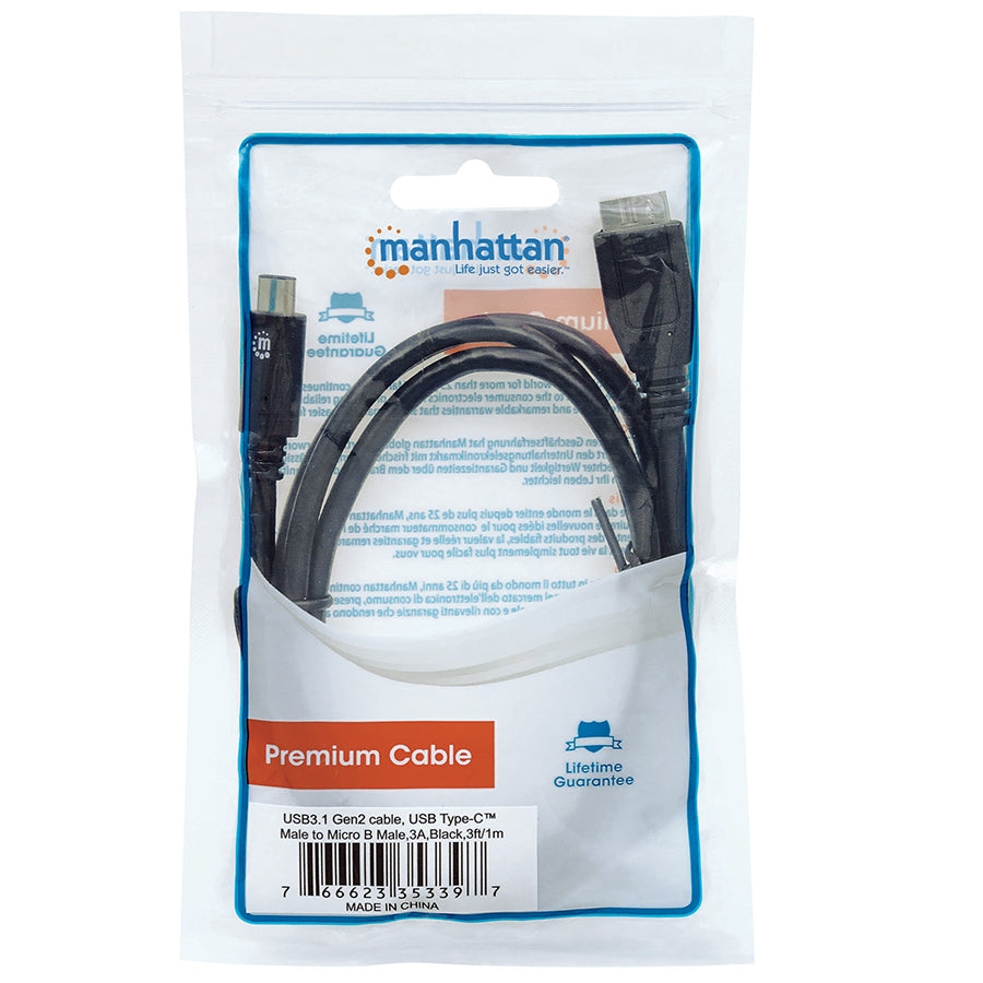 Cable USB Manhattan 353397 - USB 3.1 Tipo-C a Micro-B, 1.0M Negro Imagen principal del producto