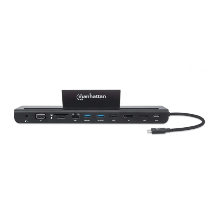Docking Station Manhattan USB-C 11 Puertos - HDMI, DisplayPort, VGA, Ethernet, SD