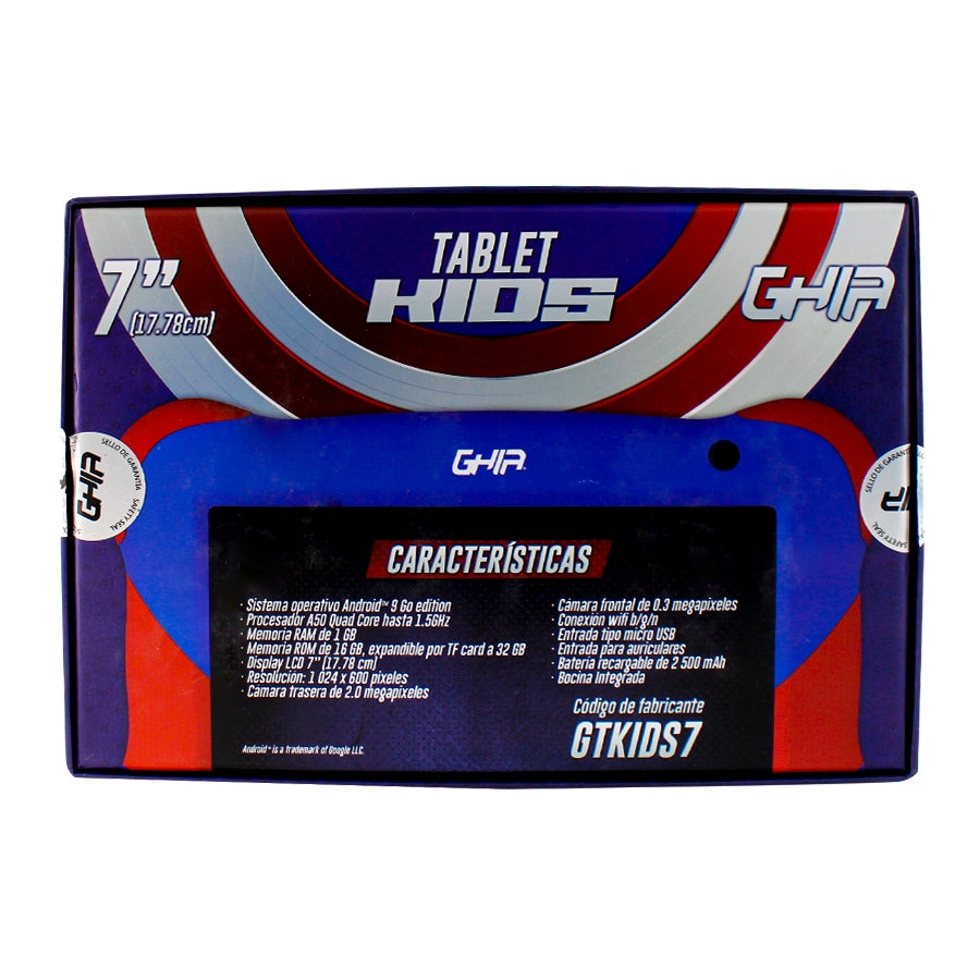 Tablet Ghia 7 Kids A50 Quadcore - 16GB, WiFi, Android 9, Azul
