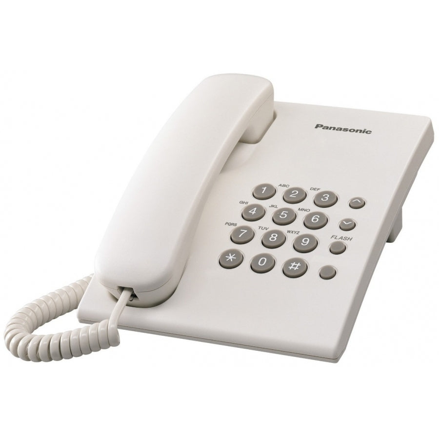 Teléfono Panasonic KX-TS500MEW Alámbrico Analógico - Control de Volumen 4 Niveles