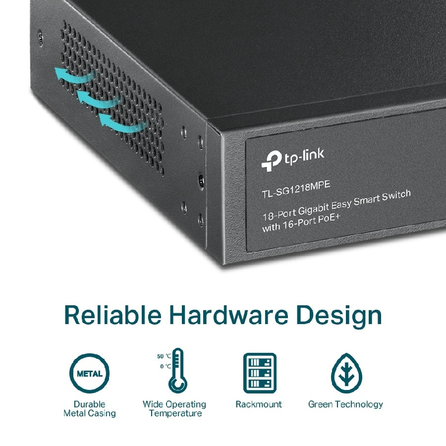Switch TP-Link TL-SG1218MPE 18 Puertos Gigabit POE+ Administrable para Rack