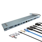 Docking Station EC LINE EC-BYL-2003U2 12 en 1 - HDMI 4K, USB-C PD 100W