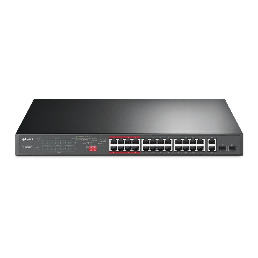 Switch TP-Link TL-SL1226P 24 Puertos POE + 2 Gigabit - Para Rack 19"