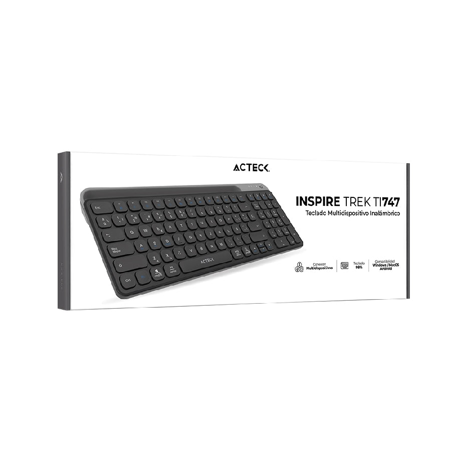 Teclado Acteck Inspire Trek TI747 Inalámbrico Multidispositivo - Bluetooth 5.1 y Dongle USB