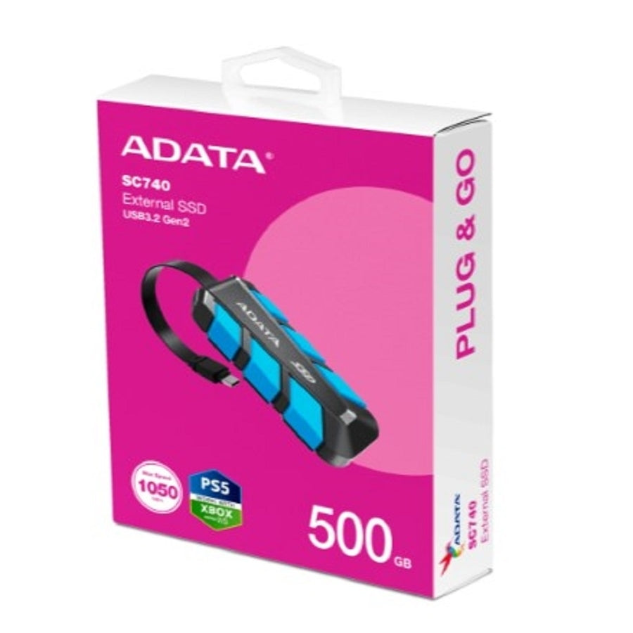 SSD Externo ADATA SC740 500GB USB 3.2 Gen 2 Tipo C - Portátil