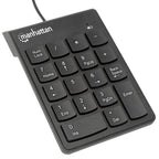 Teclado numérico Manhattan 176354 USB - 18 teclas, cable 1.29m, Negro