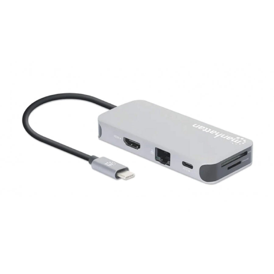 Docking Station Manhattan 130615 USB-C 8 en 1 - HDMI, USB 3.2, Power Delivery 100W