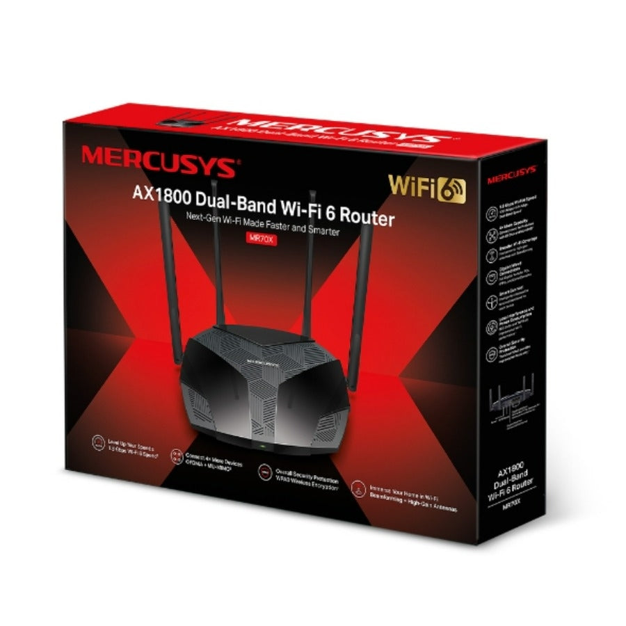 Router TP Link MR70X WiFi 6 AX1800 - 4 Antenas, Doble Banda, Puertos Gigabit