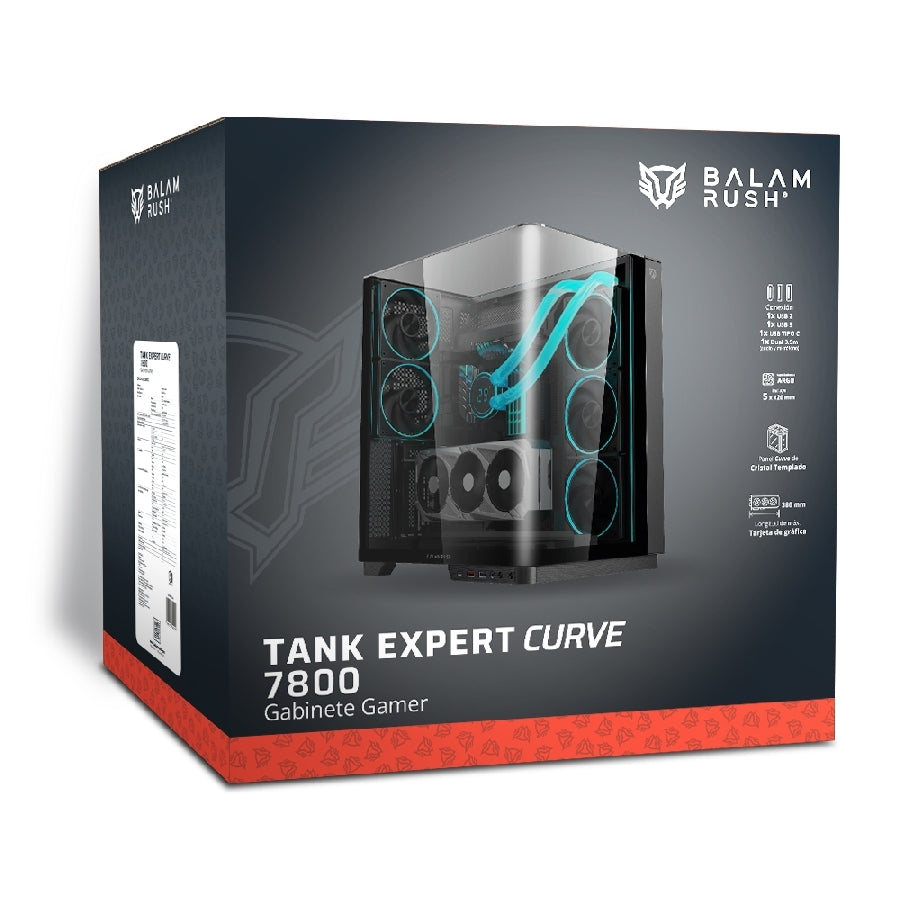 Gabinete Gamer Balam Rush Tank Expert Curve 7800 - Cristal Templado ARGB