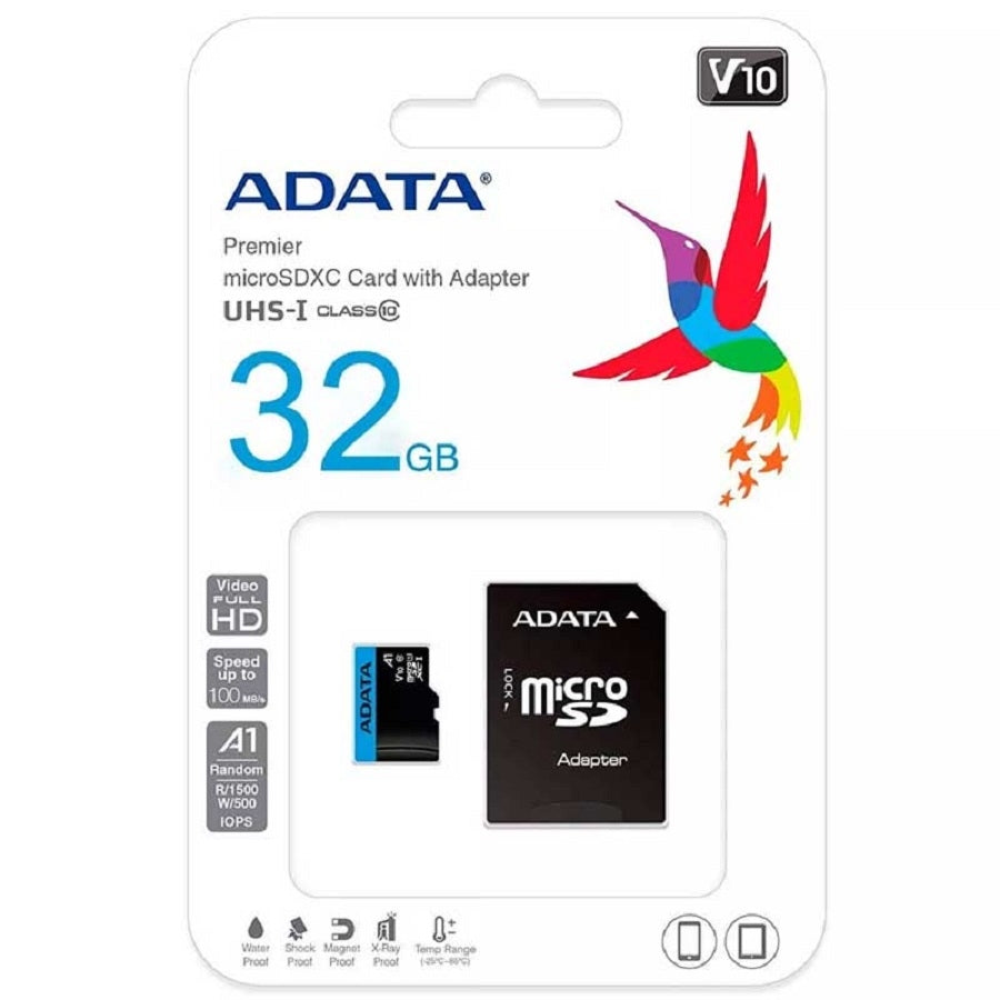 Micro SD ADATA PREMIER 32GB - Clase 10, 100 MB/s Lectura, A1 V10