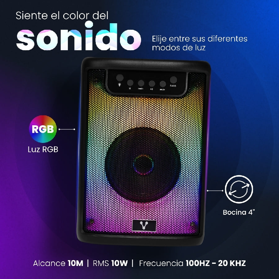 Bocina Vorago KSP-205 Karaoke Bluetooth 10W - TWS, RGB, Recargable Imagen secundaria del producto