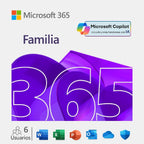 Microsoft 365 Family Suscripción Anual - 6 Usuarios, 5 Dispositivos, Word, Excel, PowerPoint, Outlook, OneDrive, Copilot IA