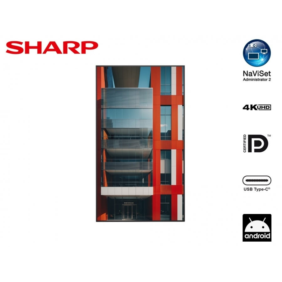 Monitor Sharp PN-ME652 65 Pulgadas 4K UHD 3840x2160 - Profesional 18/7 USB-C