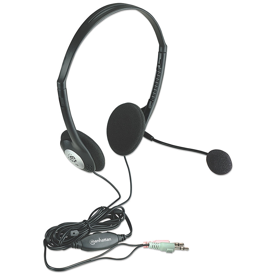 Audífono Diadema Manhattan 164429 - Micrófono Omnidireccional, Cable 2m