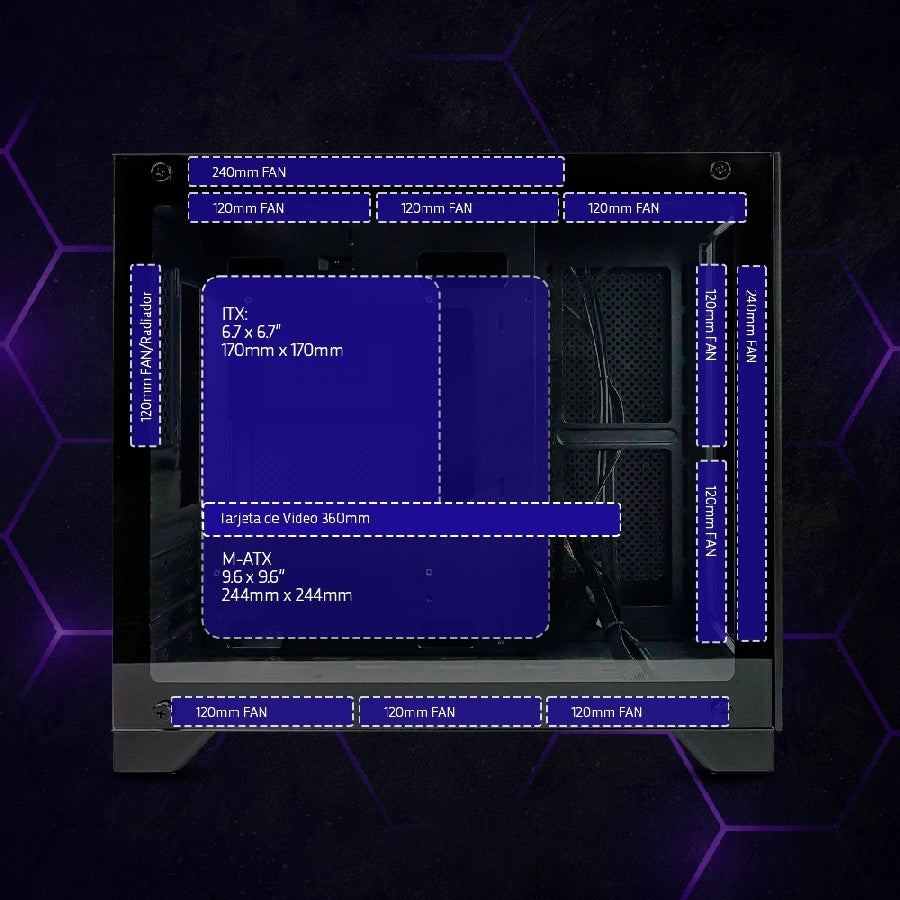 Gabinete Game Factor CSG570 Micro ATX - Doble Cristal Templado, USB 3.0