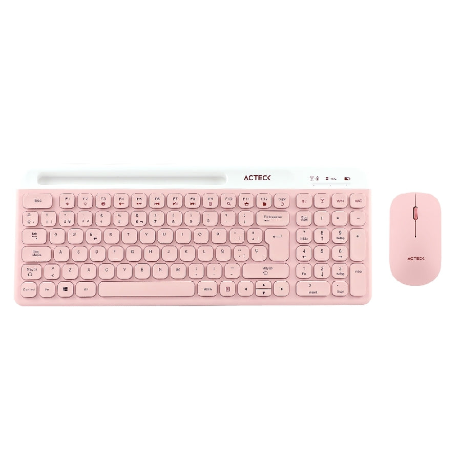 Kit Acteck Creator Virtuos Silk MK720 - Teclado y Mouse Inalámbrico Recargable Rosa