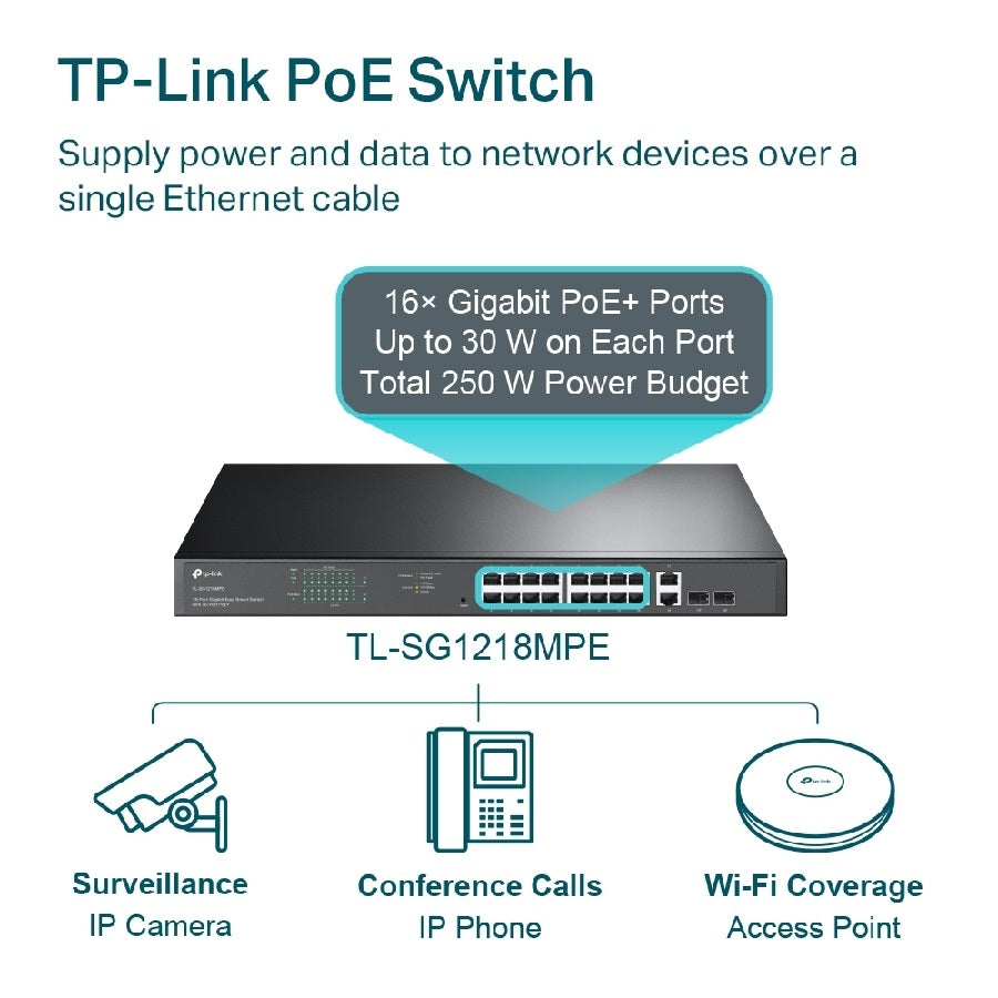Switch TP-Link TL-SG1218MPE 18 Puertos Gigabit POE+ Administrable para Rack