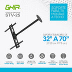 Soporte GHIA STV-25 para TV Techo 32-70 Pulgadas - Giro 180°, hasta 45kg
