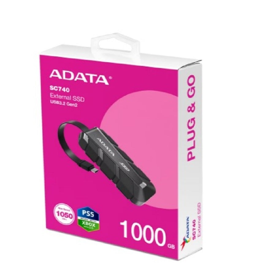 SSD Externo ADATA SC740 1TB - USB 3.2 Gen 2, 1050 MB/s, Portátil