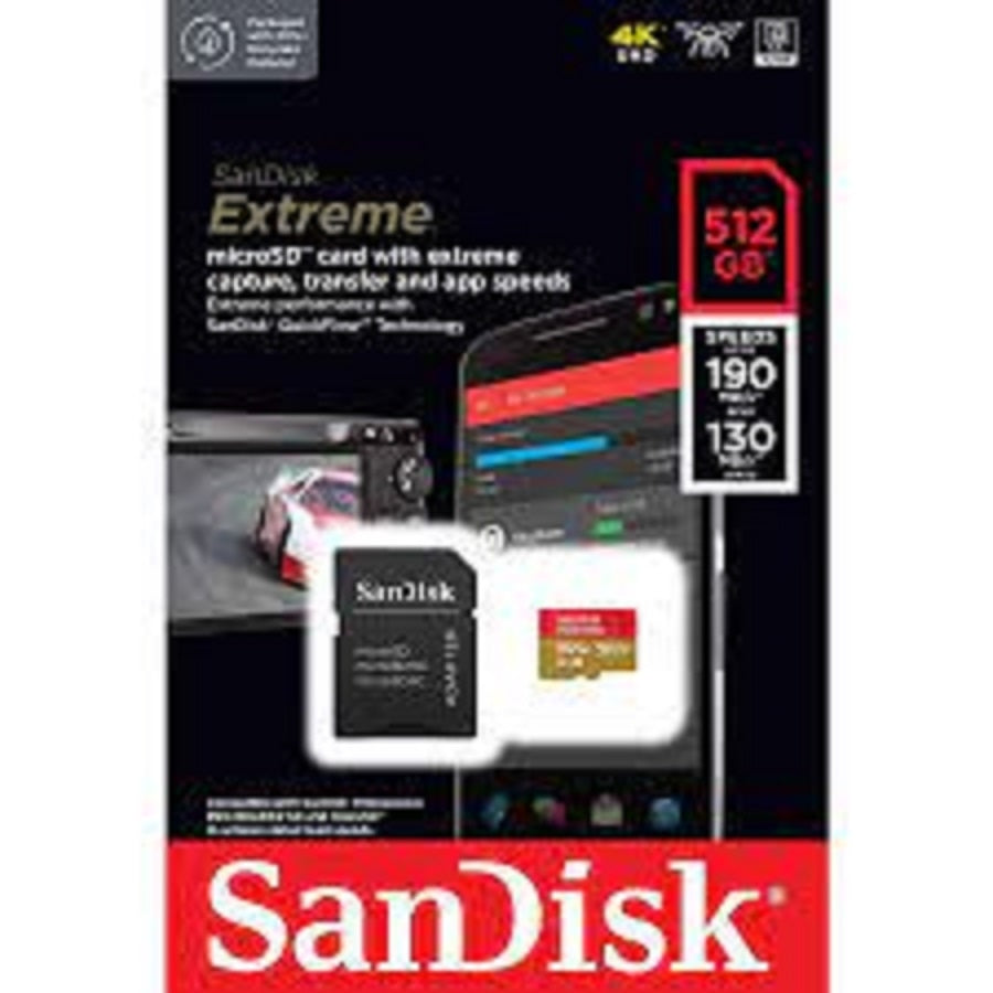 Memoria SanDisk Micro SDXC 512GB Extreme - 190MB/s, Clase 10, 4K