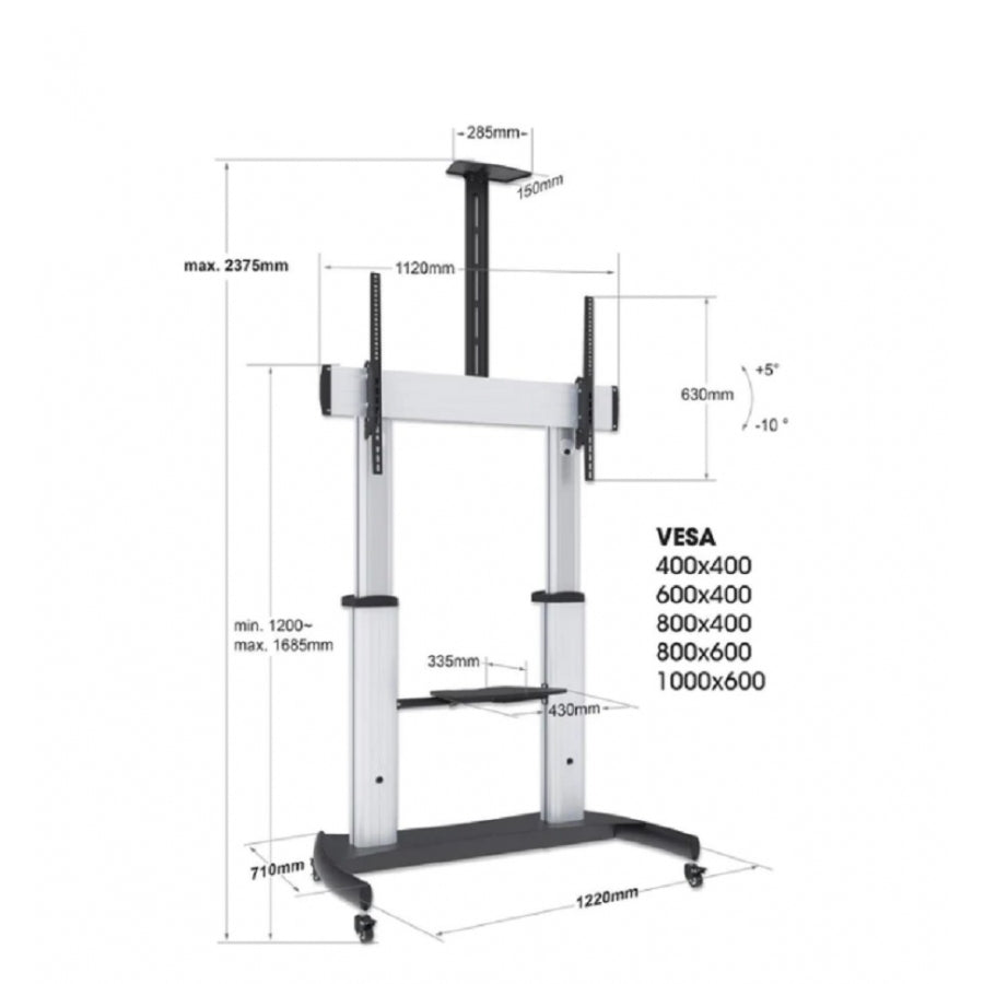 Soporte TV Manhattan 461672 - Carrito móvil 60-100" hasta 100kg