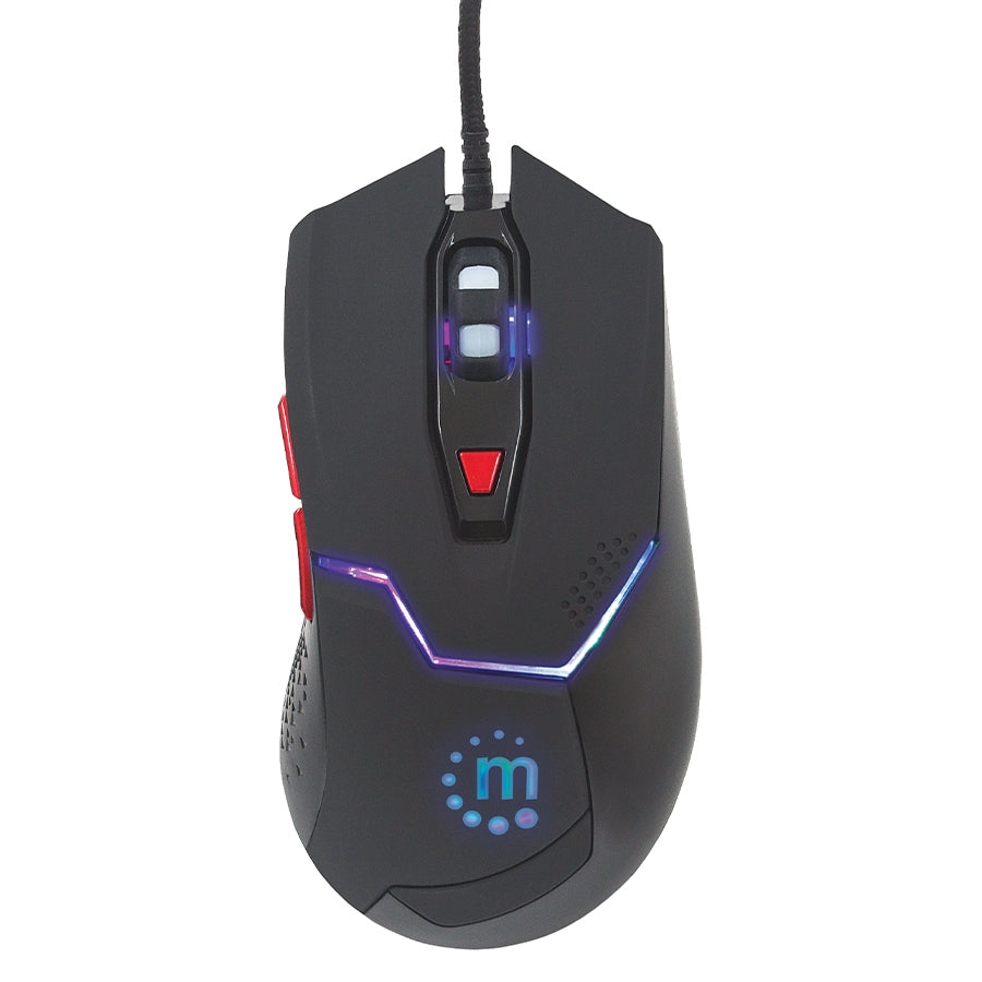 Mouse Óptico Gaming Manhattan 176071 - 6 Botones, 2400 DPI, Iluminado USB