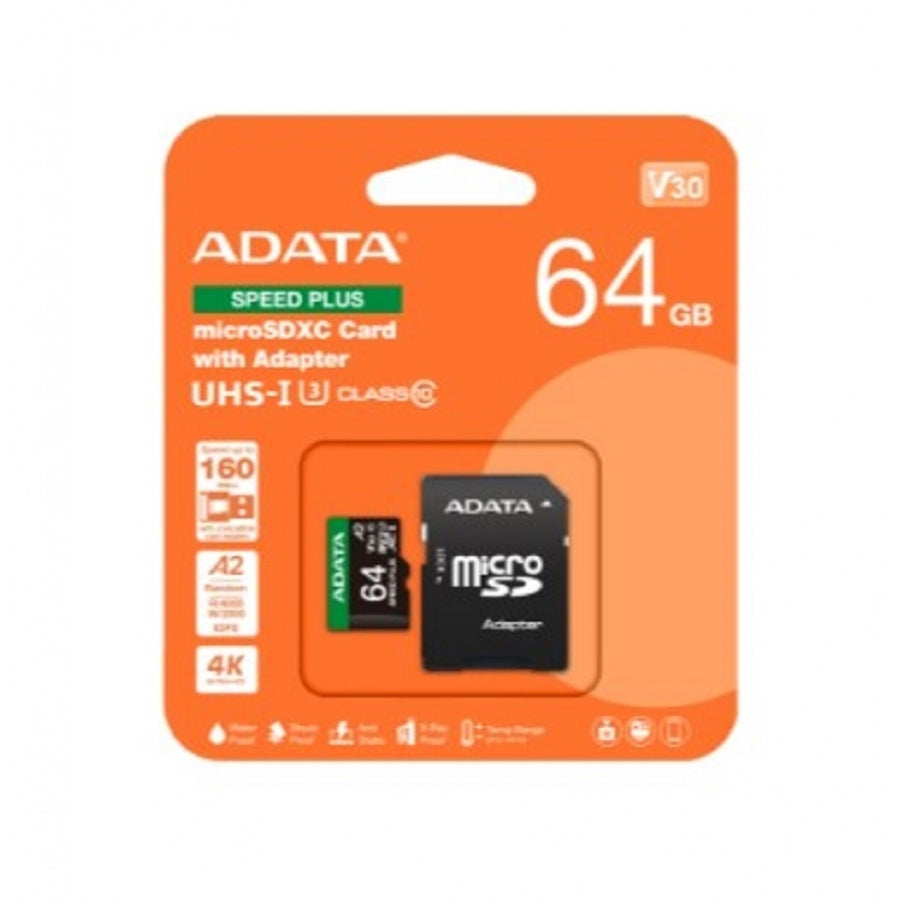 Memoria ADATA microSDXC Speed Plus 64GB Clase 10 - Con Adaptador Imagen secundaria del producto
