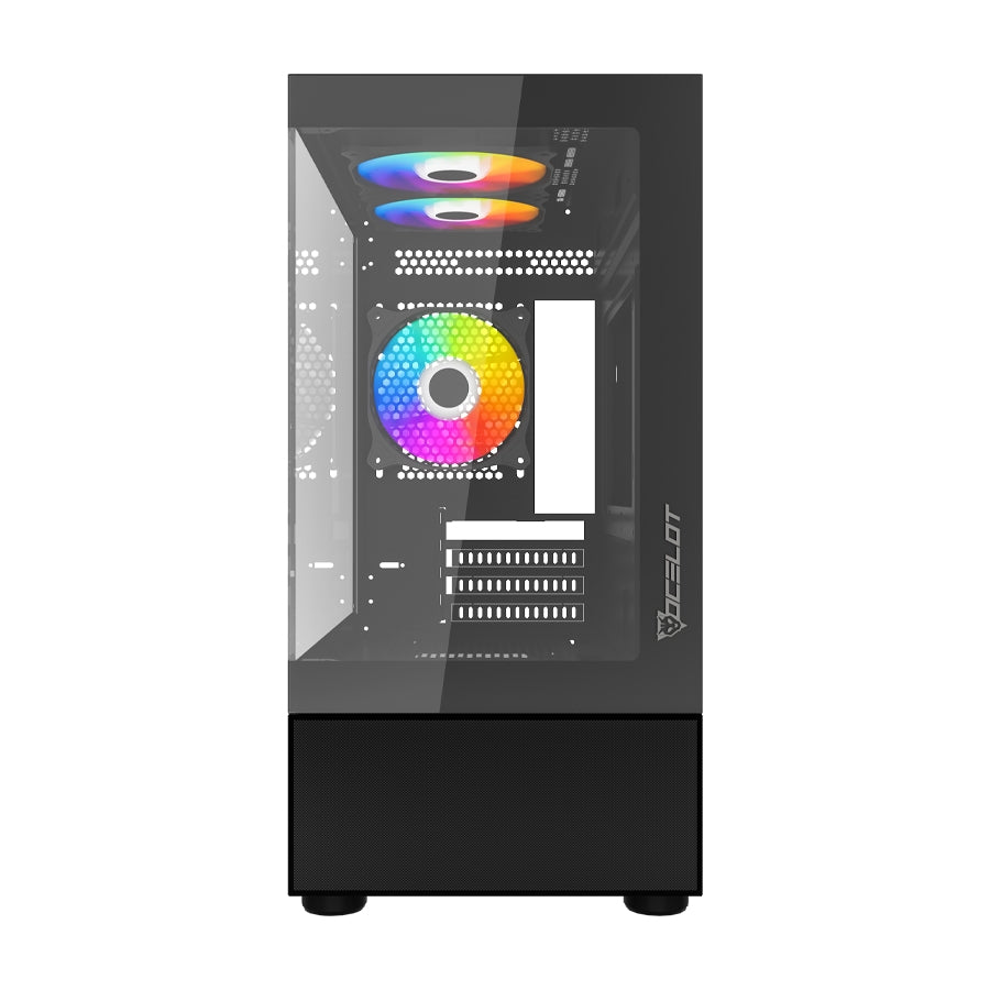 Gabinete Ocelot Gaming Glass EN6 Mini Tower - Cristal Templado, 3 Ventiladores