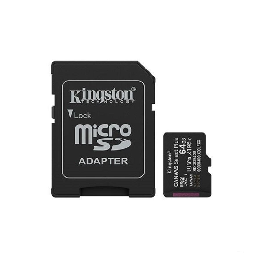Memoria MicroSD Kingston Canvas Select Plus 64GB - 100MB/s UHS-I con Adaptador