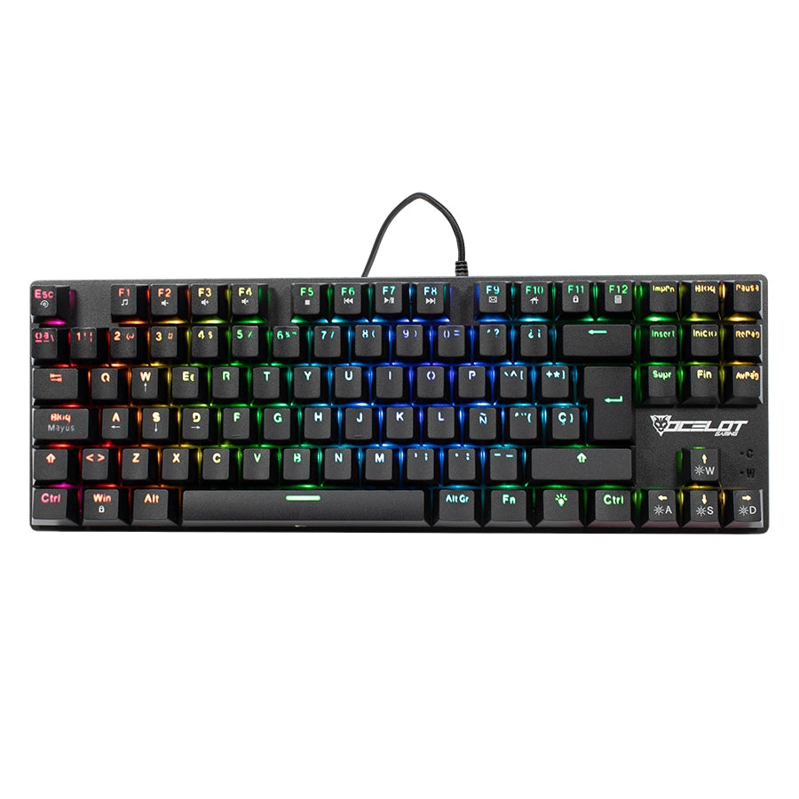 Teclado Mecánico Ocelot Gaming OK-TKL2 - Switch Rojo RGB 88 Teclas