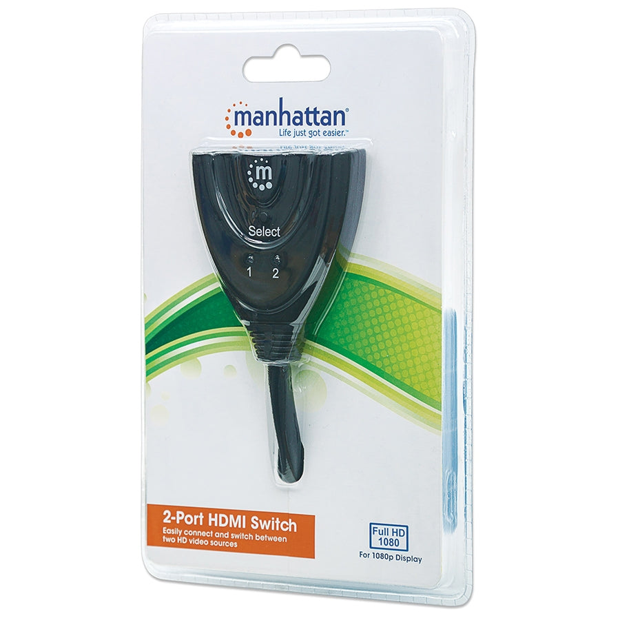 Switch HDMI Manhattan 207416 - 2 Entradas 1 Salida, Full HD 1080p