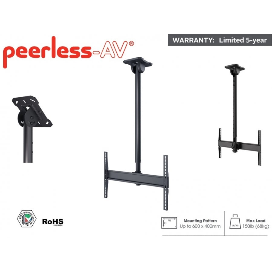 Soporte Techo Peerless-AV PCM150 para Monitores 32-90 pulgadas - Rotación 360° y Ajuste Vertical Imagen principal del producto