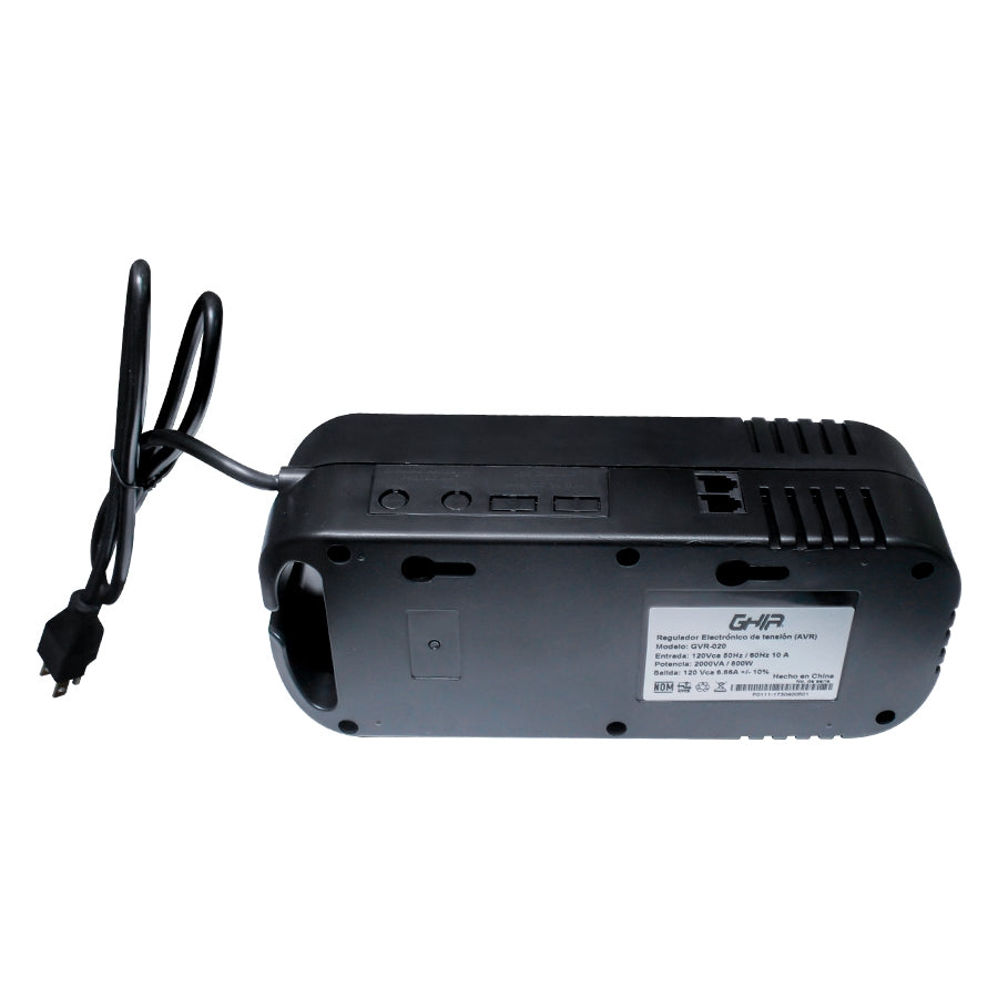 Regulador de Voltaje Ghia GVR-020 2000VA - 8 Contactos, Protección de Picos