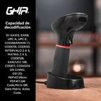 Lector de Códigos de Barras GHIA GSW2 Inalámbrico 2D - Bluetooth, USB, Base de Carga