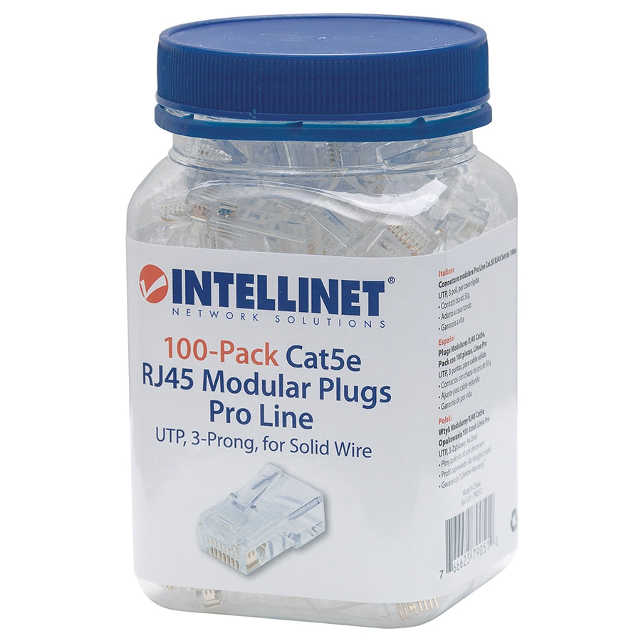 Plug RJ45 Intellinet 790512 CAT 5E UTP - Pack 100 Piezas Oro Chapado