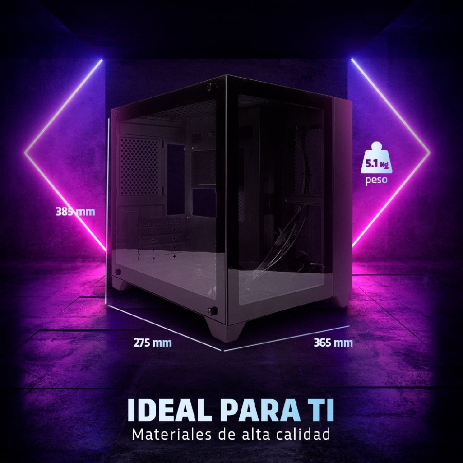 Gabinete Game Factor CSG570 Micro ATX - Doble Cristal Templado, USB 3.0