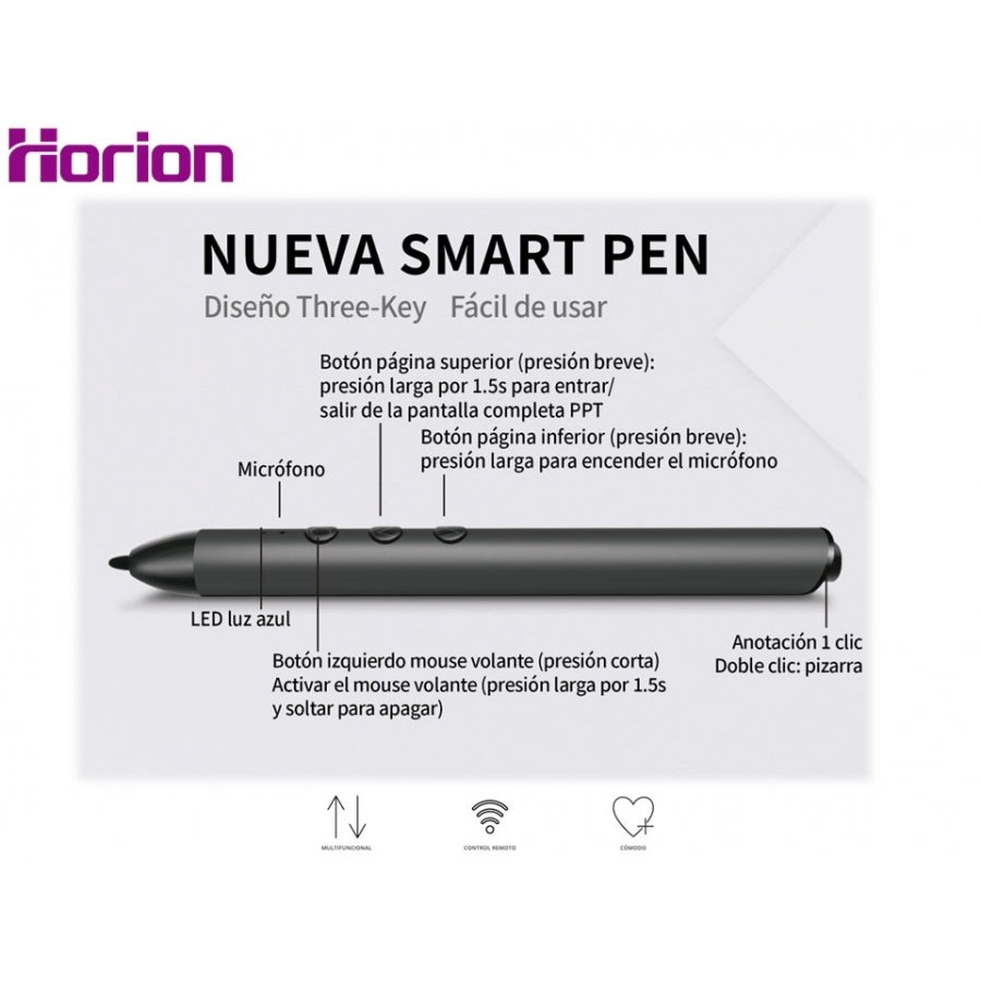 Pluma inteligente HORION HP-3S 6 en 1 - Bluetooth, NFC, comandos de voz