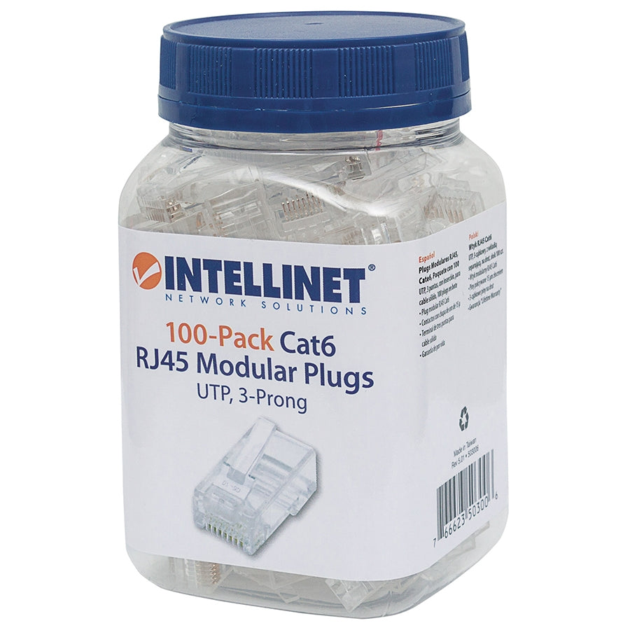Plug RJ45 Intellinet 503006 CAT 6 UTP - Pack 100 Piezas Sólido