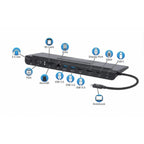Docking Station Manhattan USB-C 11 Puertos - HDMI, DisplayPort, VGA, Ethernet, SD