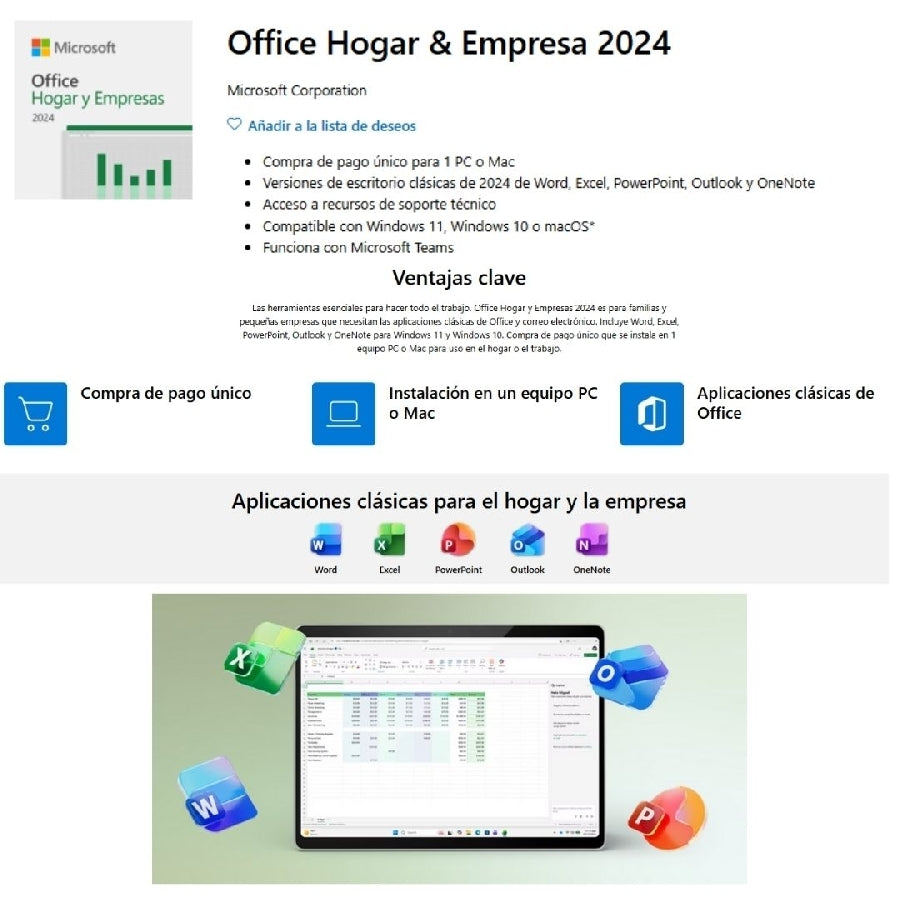 Microsoft Office 2024 Home and Business - Licencia Perpetua Descarga Digital PC/Mac