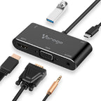 Adaptador Vorago ADP-350 USB Tipo C 5 en 1 - HDMI, VGA, USB 3.0, Audio