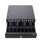 Cajón de Dinero Tech Zone TZBE4B8M90 - 4 Billetes, 8 Monedas, Negro