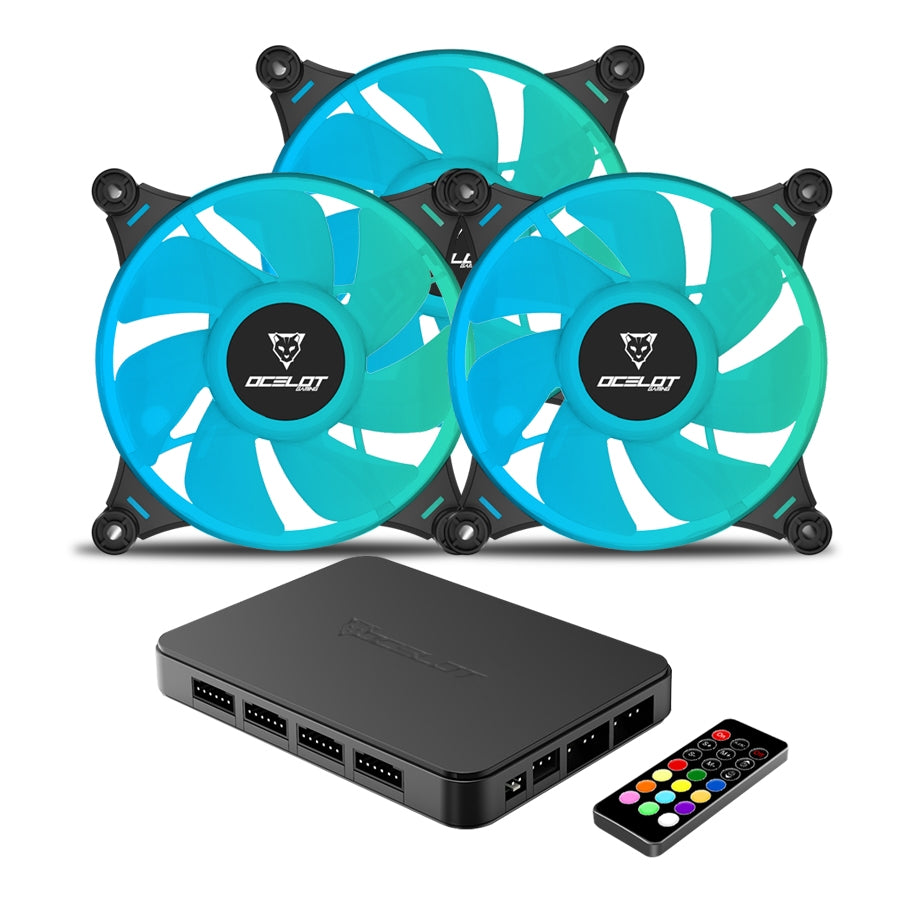 Ventiladores Ocelot Gaming OFKIT-2 120mm RGB - Kit 3 Piezas con Hub y Control Remoto Imagen principal del producto