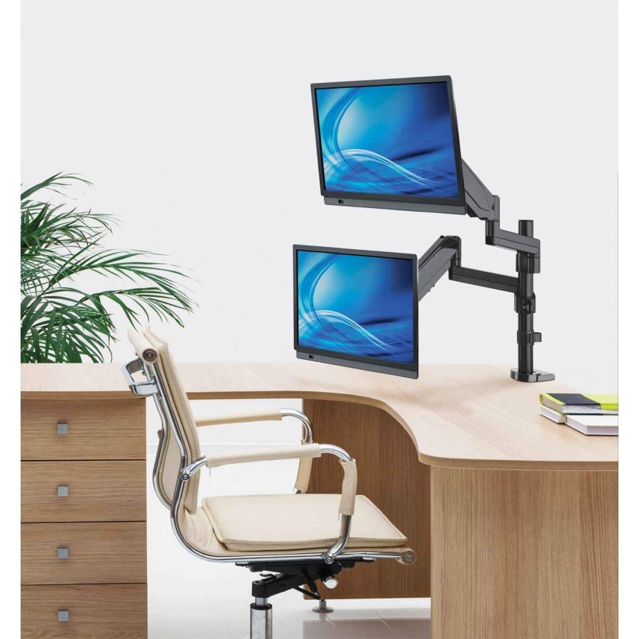 Soporte Monitor Manhattan 461597 - Doble Pantalla 17 a 32 Pulgadas con Pistón a Gas